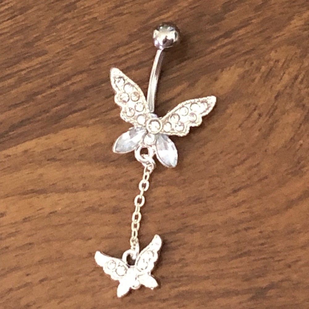 Double-Tier Butterfly Belly Button Ring